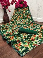 Georgette Printed Saree for Women, Green 