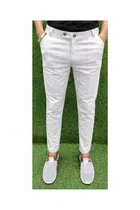 Slim Fit Cotton Blend Trousers for Men, Grey 