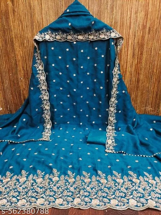 Punjabi/All Over Suits for Women (Blue, 5.85 meter (S)