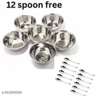 Stainless Steel 6 Pcs Bowls with 12 Pcs Spoon 