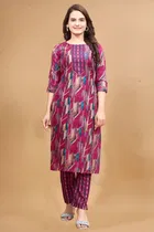 Cotton Rayon Printed Kurta with Pant for Women 