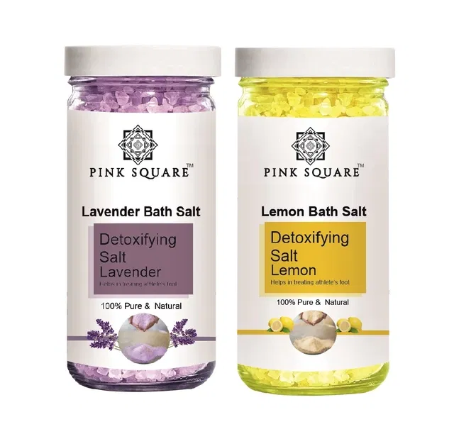 Pink Square Lavender & Lemon Detoxifying Bath Salt Crystal (200 g, Set of 2)