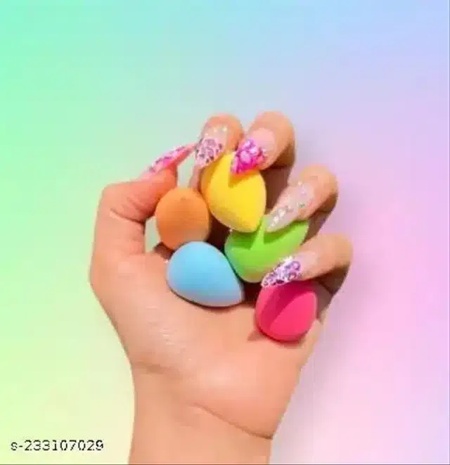 Mini Makeup Puffs (Multicolor, Pack of 6)