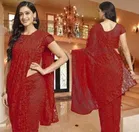 Net Solid Saree for Women 