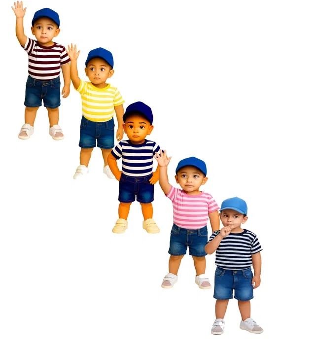 Cotton Stripes Clothing Set for Boys, Multicolour, Pack of 5 (3-4 Years)