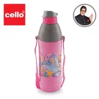 CELLO Puro Junior 600 Tinker Bell Print Plastic Water Bottle 470ml, Pink & Grey