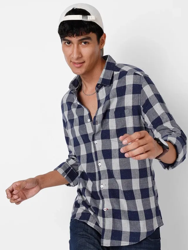 Full Sleeves Shirt for Men (Blue, S)