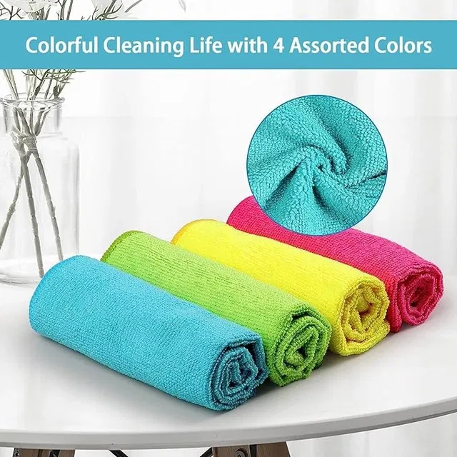 Microfiber Reusable Car Cleaning Cloth (Multicolor, 40x40 cm) (Pack of 4)
