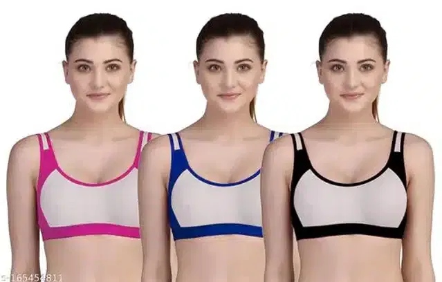 Hosiery Non Padded Bra for Women (Multicolor, 38B) (Pack of 3)
