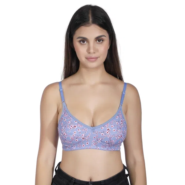Proleaf Poly cotton Non padded bra for women ( Light Blue ) ( 34 A ) ( Pack of 1 )