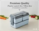 KS Premium Quality Plastic Lunch Box Tiffin Box 3 Containers Lunch Box 