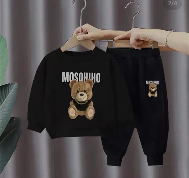 Cotton Blend Printed Clothing Set for Boys (Black, 0-6 Months)