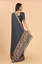 SVB Vichitra Silk Women Jacquard Saree With Un-Stitched Blouse 