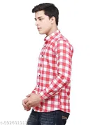 Cotton Blend Checked Shirt for Men, Pink 
