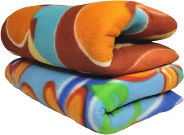 Fleece Printed Blankets (Multicolor, 210x140 cm) (Pack of 2)