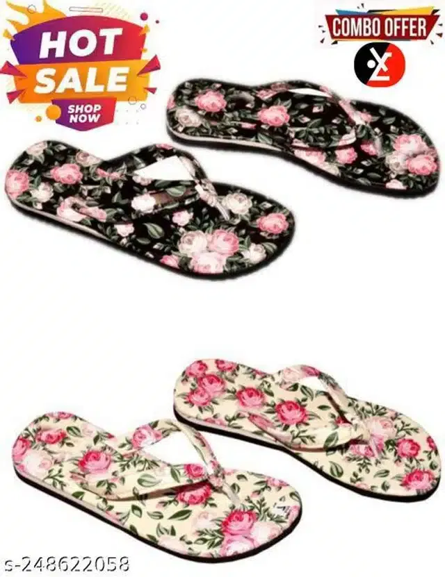 LifeO Slippers for Women (Multicolor, 5) (Set of 2)