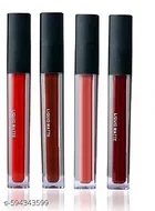 Professional Makeup Soft Matte Lipsticks Combo Set of 4 Lightweight All Day Stay Liquid Lipstick - Pure Red, Coffee, Maroon and Nudes Lipstick