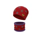 Woolen Printed Cap with Neck Warmer for Men (Maroon, Set of 1)