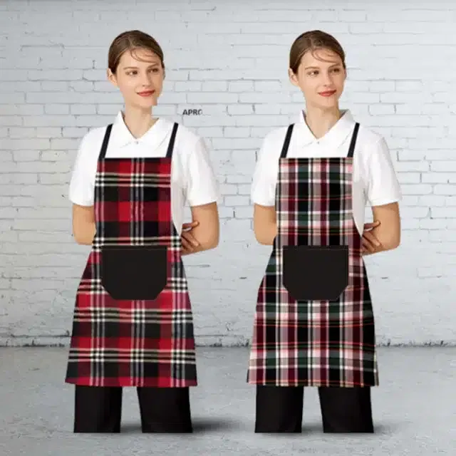 Cotton Kitchen Aprons (Multicolor, Pack of 2)