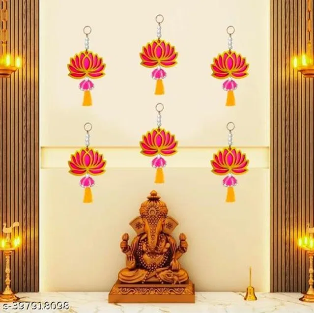 Wooden Wall Hanging Decor (Multicolor, Pack of 6)
