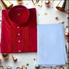 Cotton Solid Kurta Set for Men, Red 
