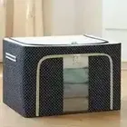 के कुडोस 66 Ltr फोल्डेबल स्टील फ्रेम क्लॉथ रेक्टेंगुलर ज़िप आर्गेनाइजर बैग एंड ऑक्स फॉर फैब्रिक स्टोरेज लिविंग कवर बॉक्सेस