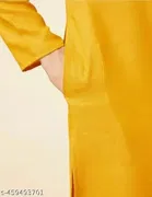 Cotton Solid Kurta for Men, Yellow 