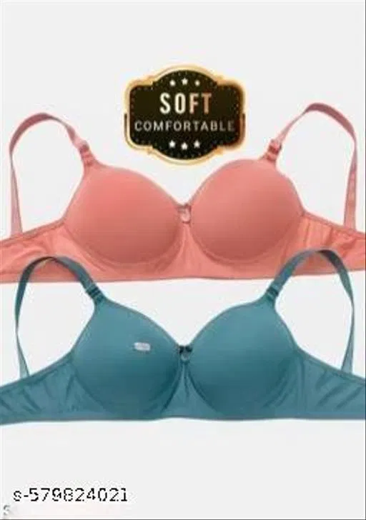 Cotton Padded Bra for Women, Pack of 2 (Multicolor, 38A)