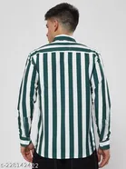 Cotton Striped Shirts for Men, Green 