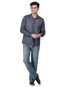 Cotton Blend Full Sleeves Chequered Shirt for Men 