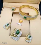 Gold-plated Silver, Green Jewel Set