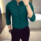 Cotton Solid Shirt for Men, Green 