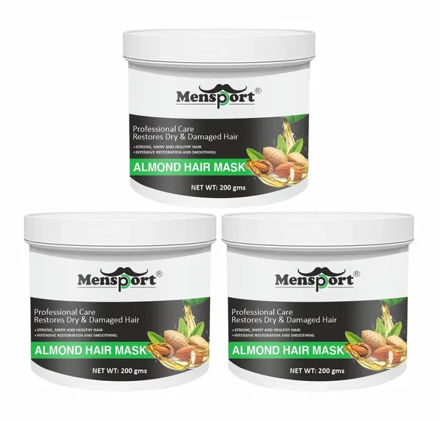 Mensport Almond Protein Hair Mask (200 g, Pack of 3)