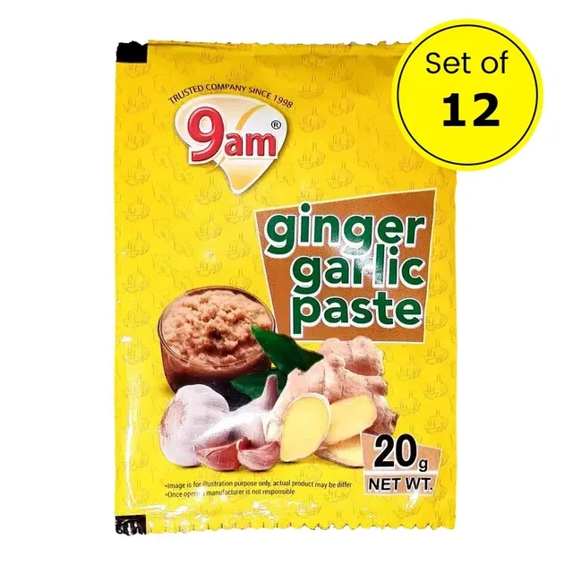 9 AM जिंजर गार्लिक पेस्ट 12X20 g (सेट ऑफ़ 12)