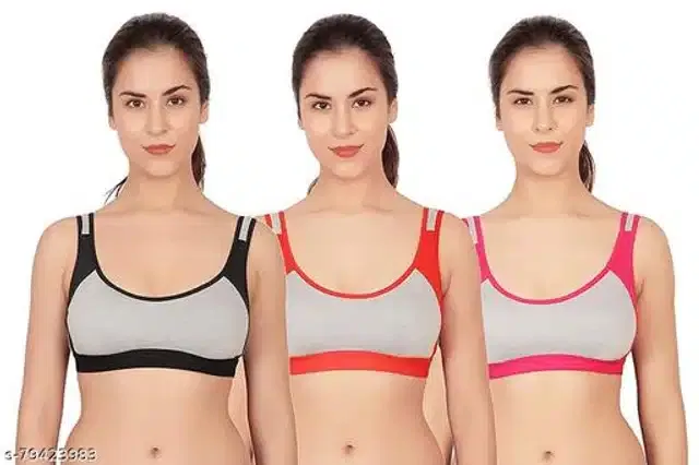 Hosiery Padded Bra for Women (Multicolor, 34A) (Pack of 3)