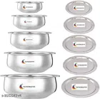 Stainless Steel Copper Bottom Handi Pot Set with Lid (Silver, Set of 5)