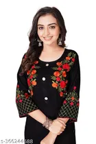 Rayon Slub Embroidered Kurti for Women 