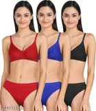 Cotton Blend Solid Lingerie Set for Women 