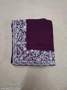 Georgette Embroidered Saree For Women, Purple