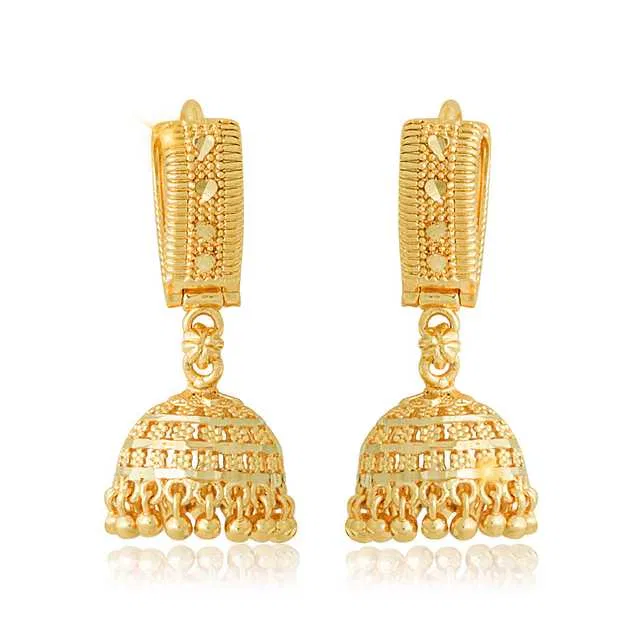 Vighnaharta Traditional Wear Alloy Jhumka ( Pack Of- 1 Pair ) (Gold, ) (V-91)