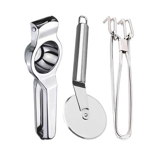 Oc9 Stainless Steel Lemon Squeezer & Pizza Cutter & Pakkad Kitchen Tool Set (O-33)