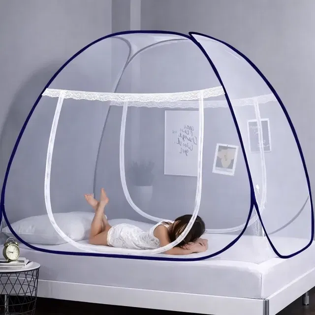 Double Bed (6 feetX6 feet) Polyester Foldable Mosquito Net
