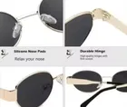 Vintage Oval Metal Sunglasses for Women ,Black