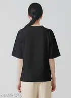 Cotton Blend Printed T-shirt for Women, Black 