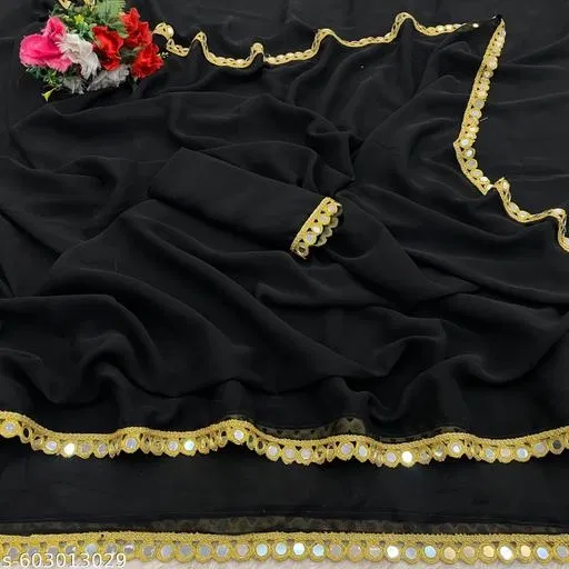 Elegant Saree for Women (Black, Free Size)