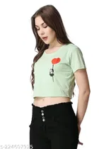 Printed Crop T-Shirt for Women 