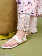 Shoetopia Flat White Embellished Size 3.0
