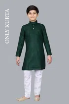 Cotton Solid Kurta for Boys (Green, 3-4 Years)