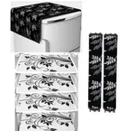 Knit Printed Fridge 4 Pcs Mat with 2 Pcs Handle & Top Cover 