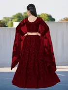 Net Embroidered Semi Stitched Lehenga for Girls 